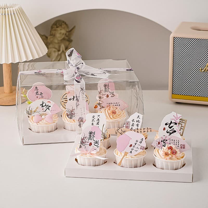 Internet celebrity Chinese Valentine's Day cupcake decoration, new Chinese style Chinese style happy Chinese Valentine's Day couple's confession romantic dress