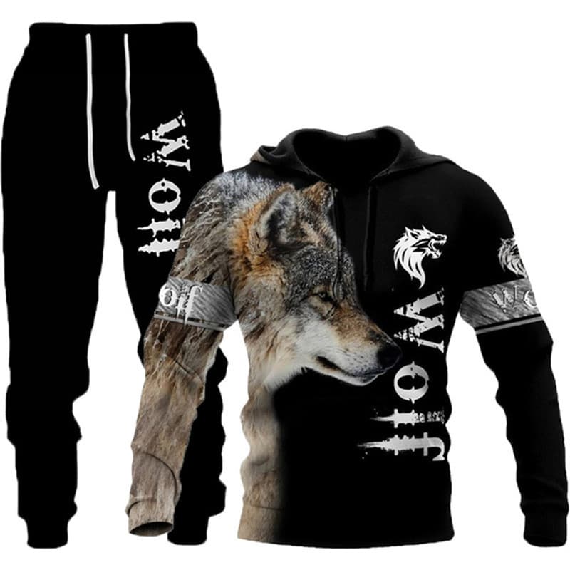 Manufacturer Direct Sales European and American Foreign Trade New Set 3D Animal Print Hooded Pullover Sweatshirt Men's Trendy Sweatshirt
