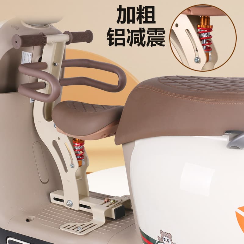Electric vehicle front folding child seat scooter universal safety sitting stool with guardrail shock absorption factory wholesale