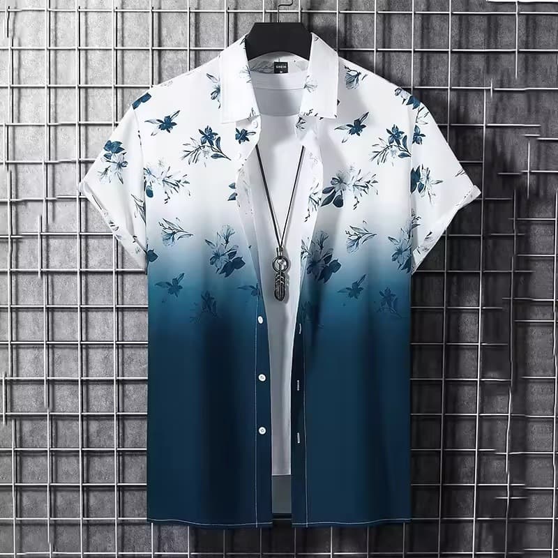 2025 Summer 3D Graffiti Floral Print Shirt Men's Fashion Streetwear Hawaiian Shirt
