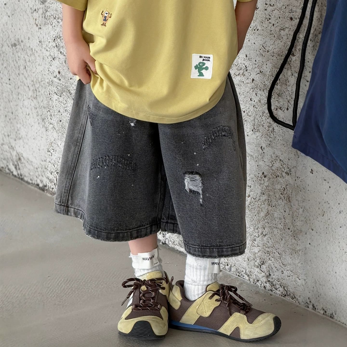 2026 summer children's denim shorts American retro style boys' and middle-aged denim shorts trendy street cool
