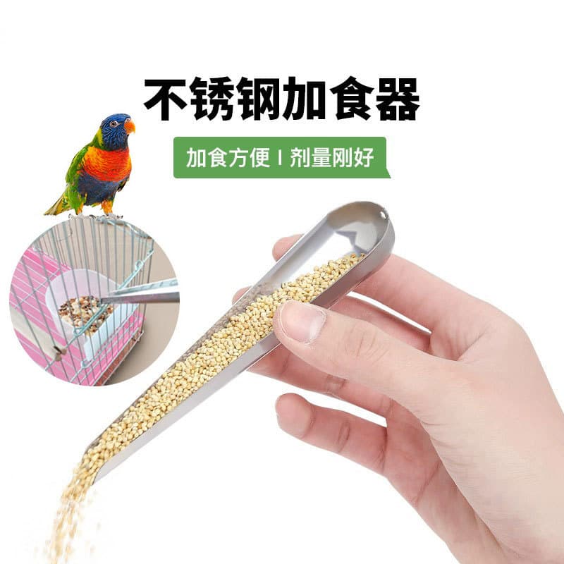 Bird Feeder Spoon Stainless Steel Parrot Feeding Spoon Myna Bird Food Scoop Bird Supplies