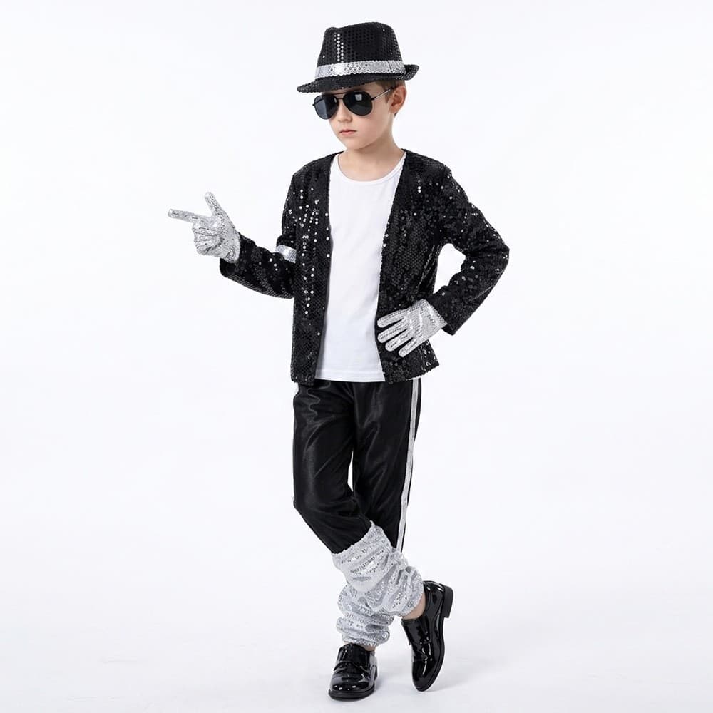 2026 Michael Jackson Costume Imitation Stage Sequins Kids Boys Girls MJ Performance Suit Set