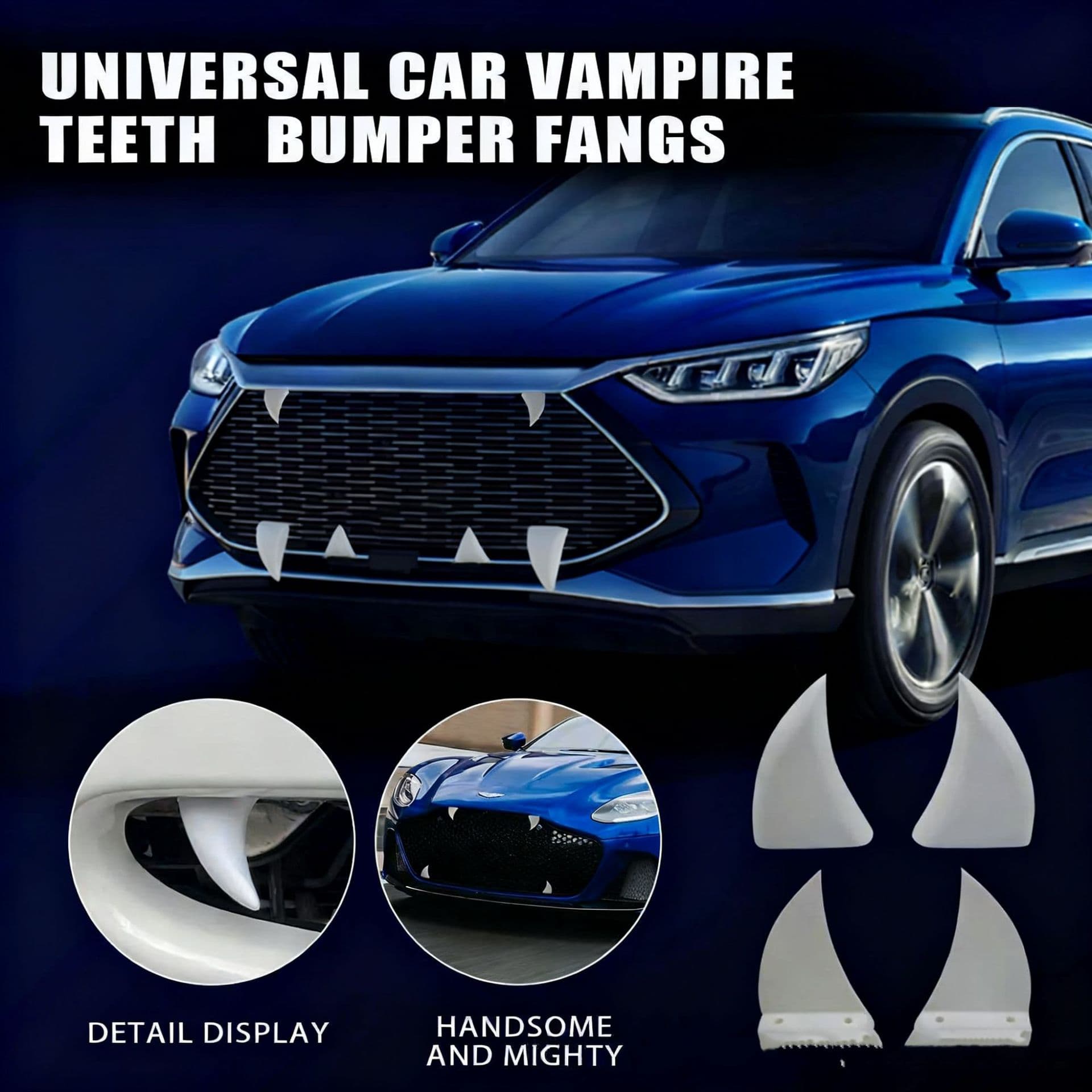 Universal Car Vampire Teeth Cross-Border Independent Station New Car Front Face Decoration Teeth 3D