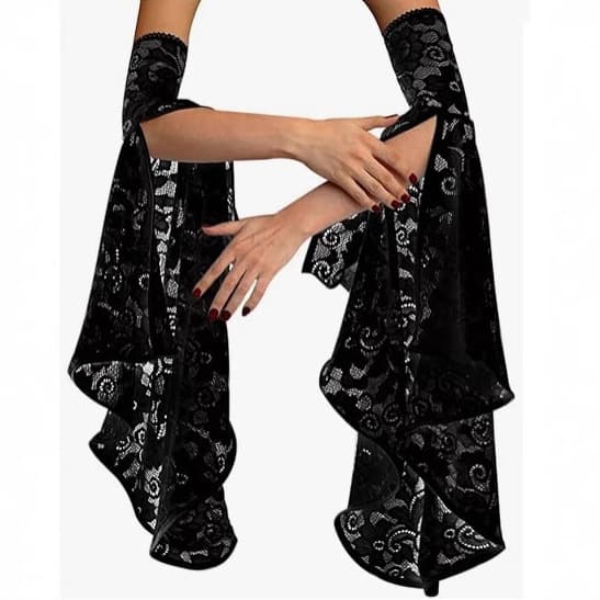 Women's Gothic Black Lace Sleeve Witch Gloves Victorian Lace Sleeve Vampire Accessories