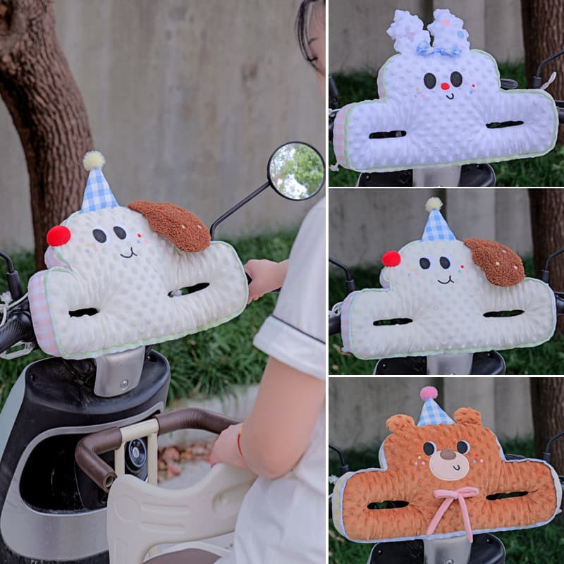 Cartoon bubble fleece anti-collision pad for front seat of electric bicycle, child electric car seat anti-collision protection