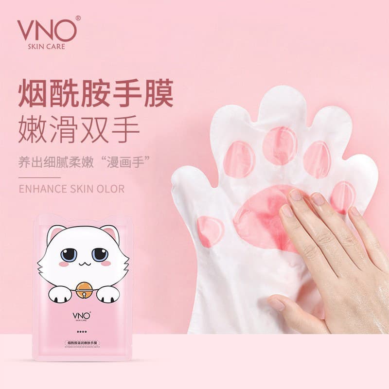 VNO Niacinamide Skin-Smoothing Cat Paw Hand Mask - Autumn/Winter Hydration and Moisturizing Hand and Foot Mask Set for Cross-border Sales