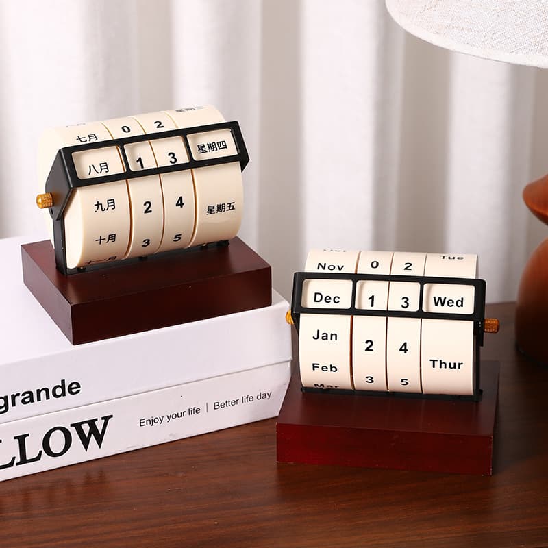 Rotating Wheel Perpetual Calendar Adjustable Date Desk Stationery Calendar Ornament Desktop Office Supplies Home Decor Ornaments