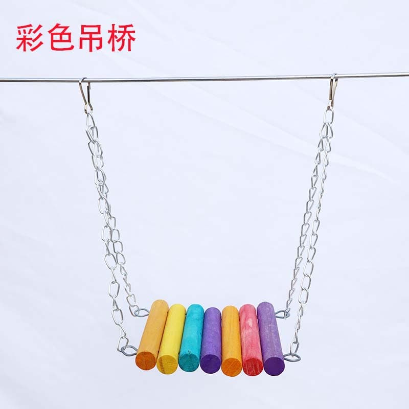 Parrot Toy Swing Hanging Wooden Bridge Bird Perch for Cockatiel Budgie Lovebird Bird Cage Accessories