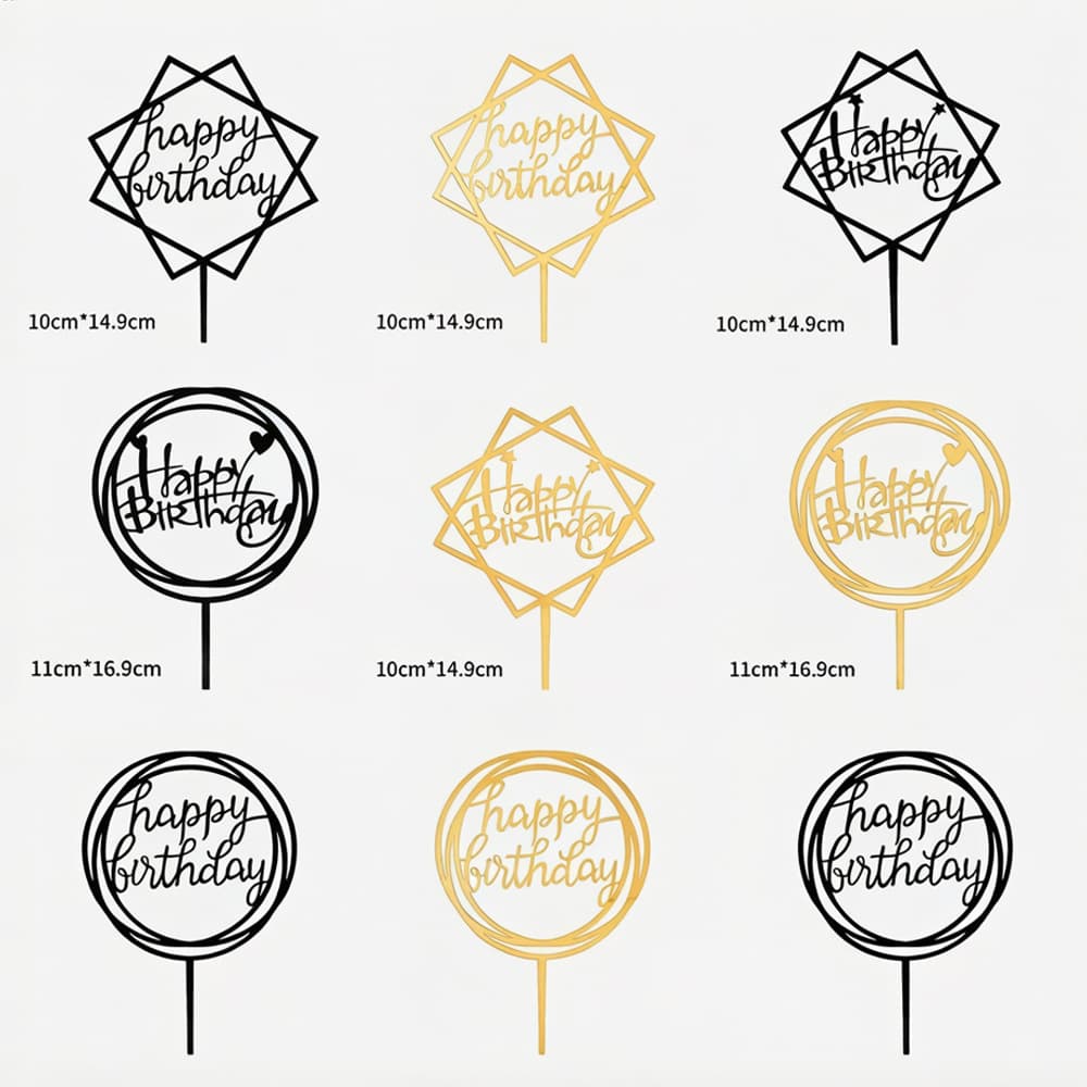 10-pack large acrylic cake decoration plug-in baking plug-in happy birthday plug-in party supplies manufacturer