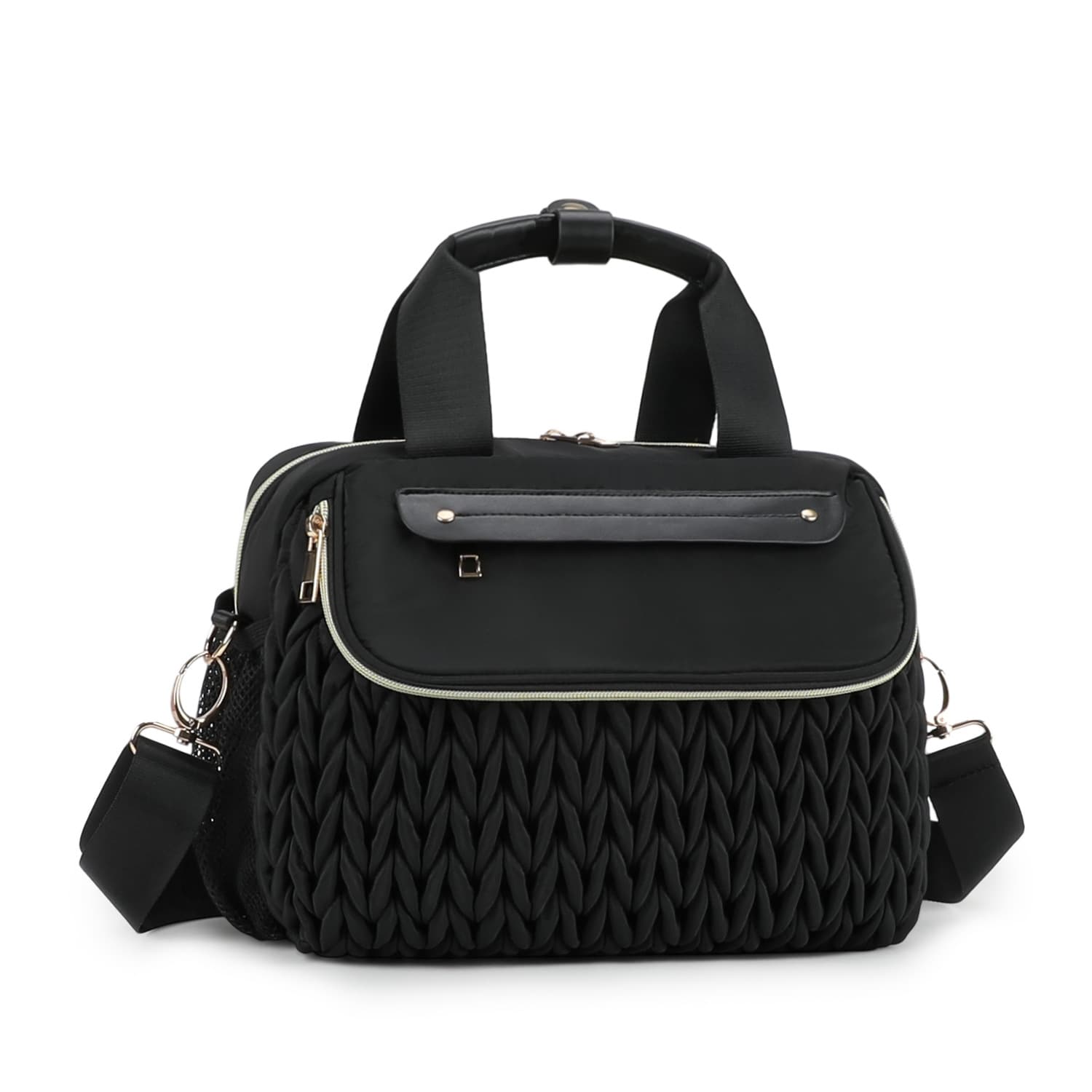 Waterproof Quilted Diaper Bag, Stroller Bag, Handbag & Crossbody for Outings, Large Capacity Maternity Bag with Insulated Bottle Holder