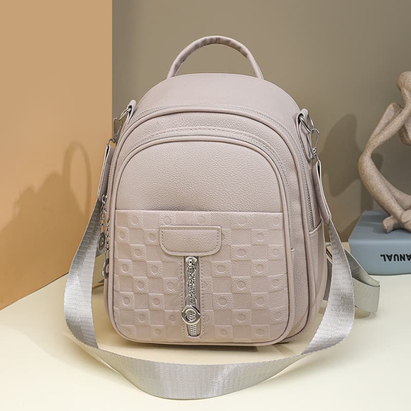 Textured Small Backpack for Middle-aged Women Soft Schoolbag 2-in-1 Bag Shoulder and Backpack Large Capacity Women's New Bags