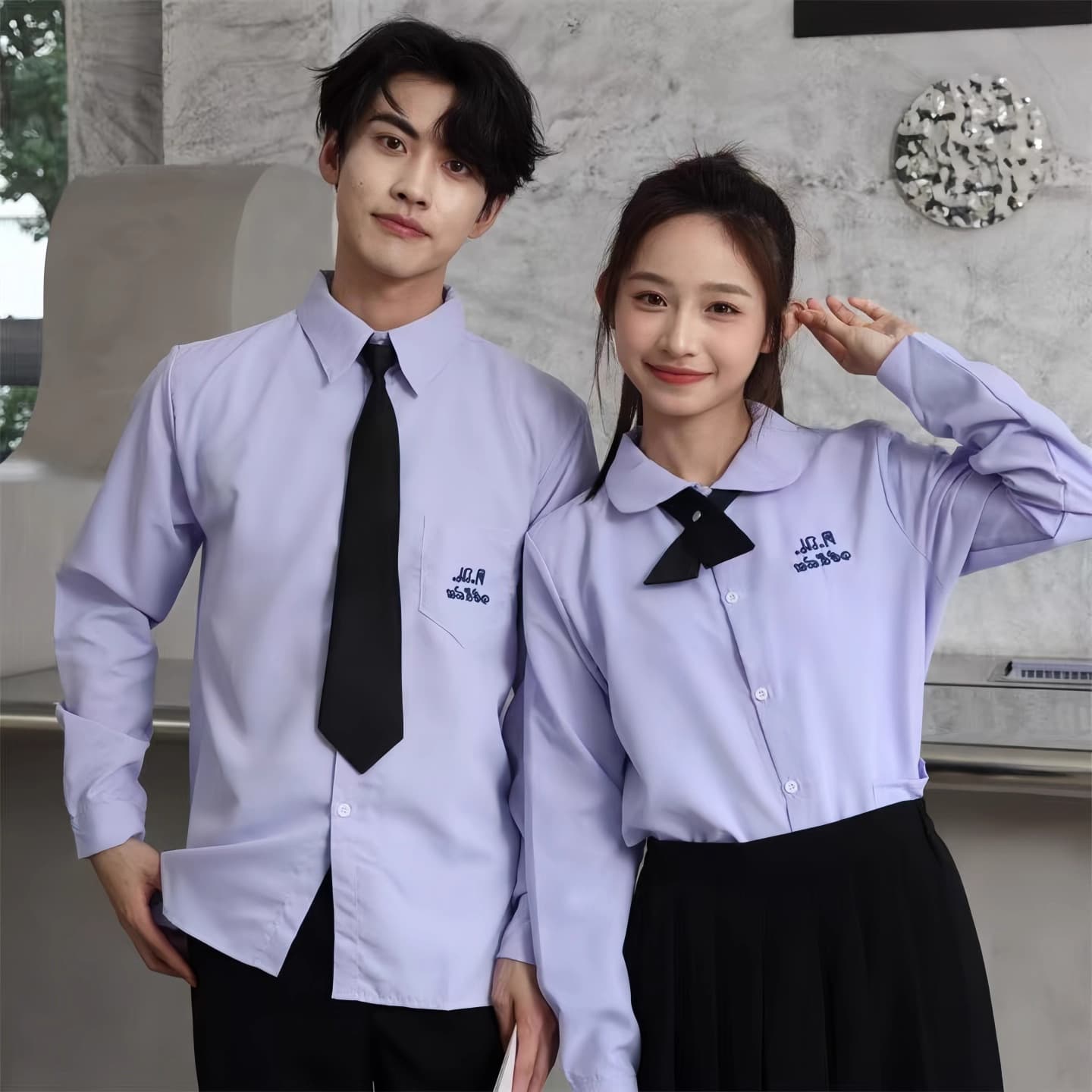 Thai-style school uniform shirt, JK uniform, college style, high school graduation class uniform, performance dress set