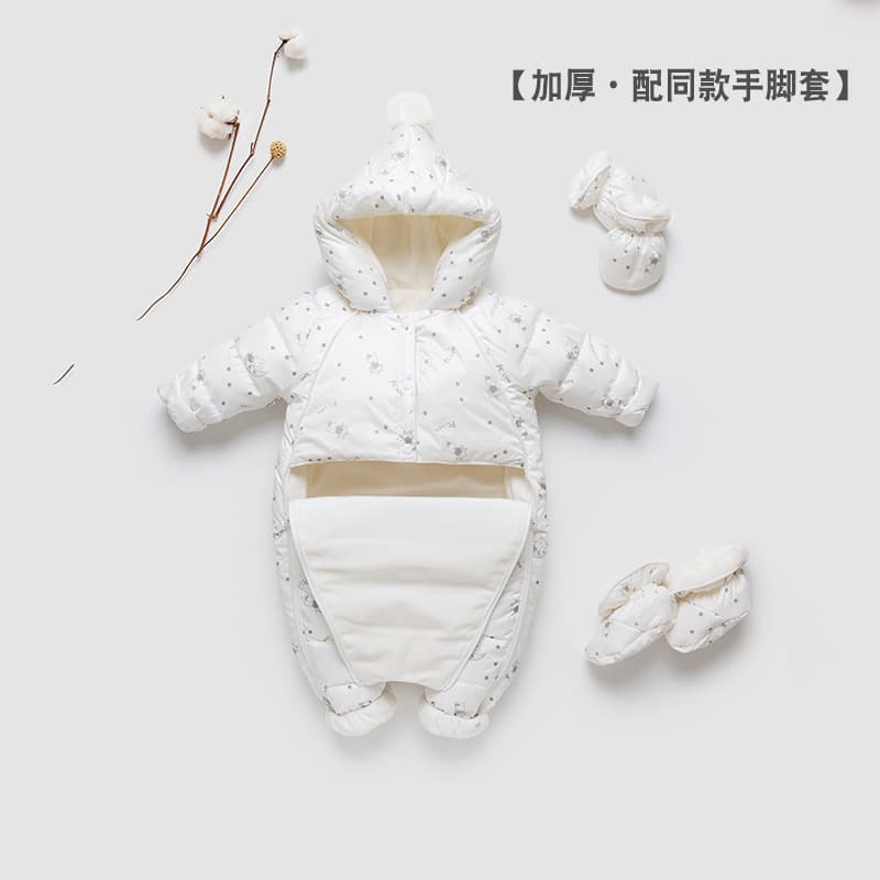 Baby One-Piece Down Jumpsuit Winter Outwear, Thickened Down Romper for Boys and Girls