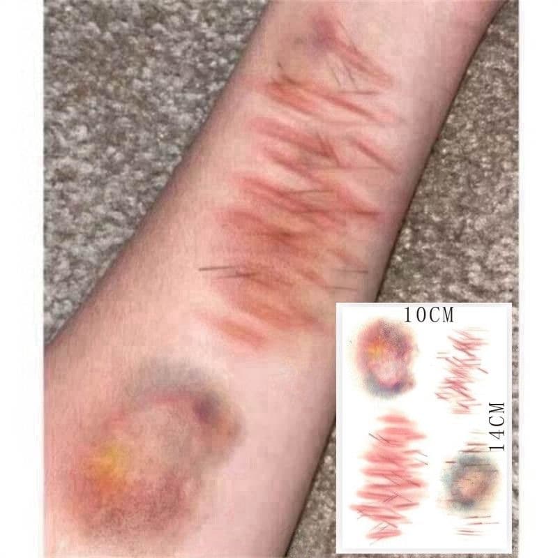 Halloween Scar Bruise Wound Knife Tattoo Realistic Scrape Cut Sticker Injury Halloween Fake Slit Wrist