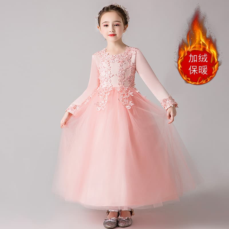 Children's Tulle Princess Dress, Flower Girl Wedding Piano Performance Outfit, Velvet-Lined, Size 8