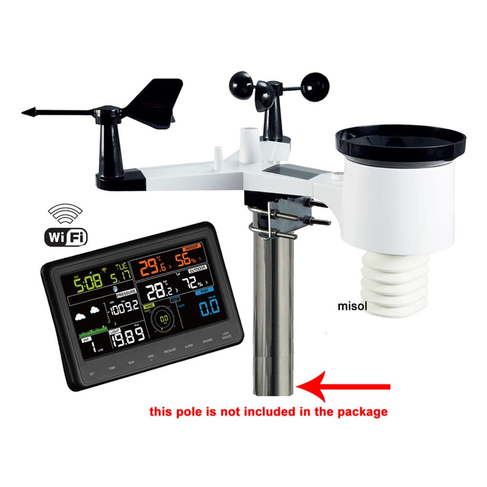 Misol wireless weather station with wind speed/direction, temperature/humidity, rainfall, atmospheric pressure WH2900C