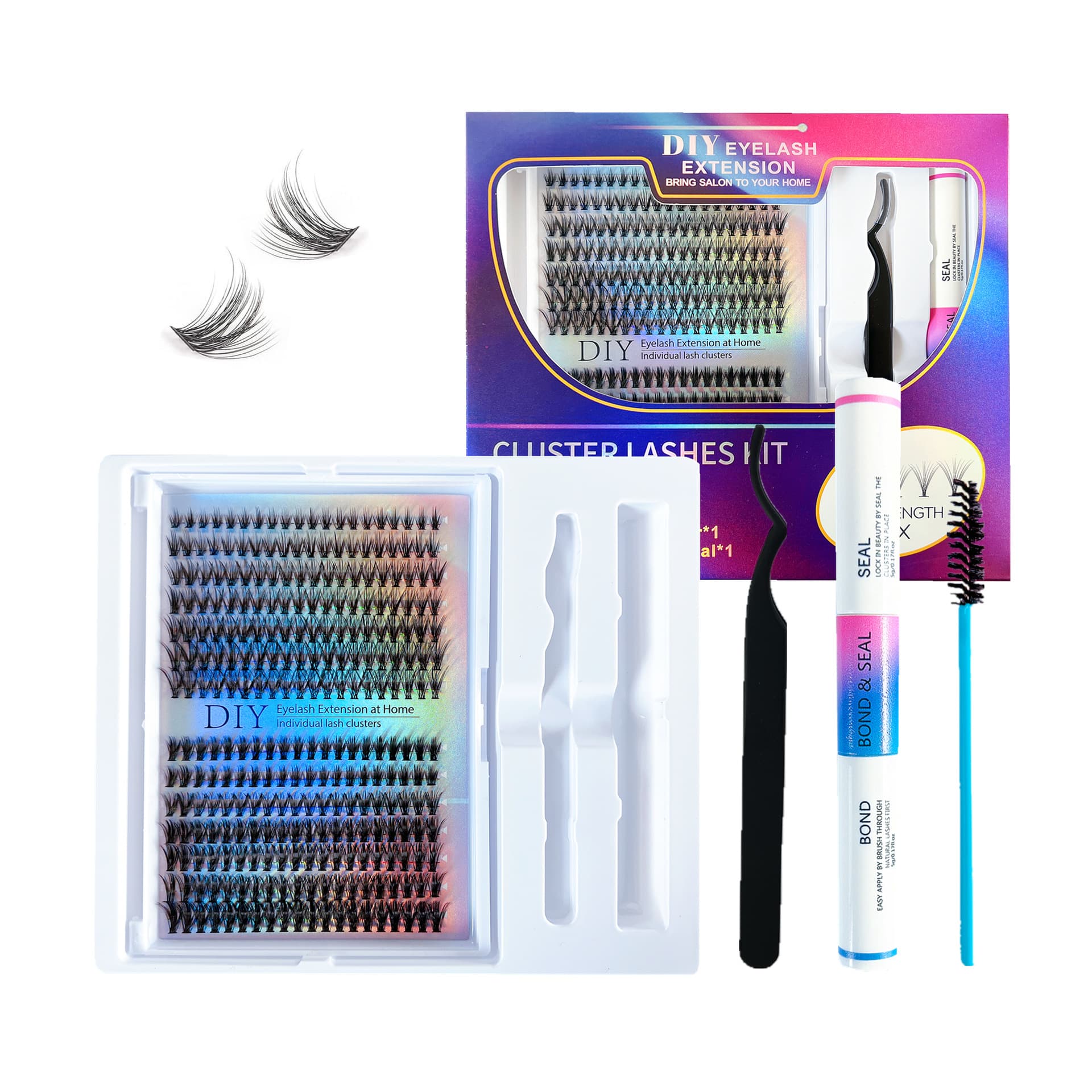 DIY Single Cluster False Eyelashes Segmented Self-Grafting Double-Headed Eyelash Glue Large Capacity Set High Fiber Princess