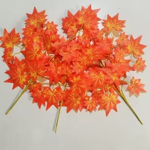 Simulation Film Red Maple Leaf Decorative Branches Fake Tree Leaves Silver Plastic Red Autumn Indoor Engineering Landscape Branches