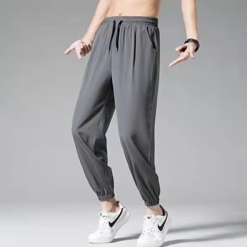 Summer Ice Silk Work Pants for Men, Loose Jogger Pants, Quick-Dry 9/10 Length Sports Pants, Plus Size Casual Pants, Streetwear