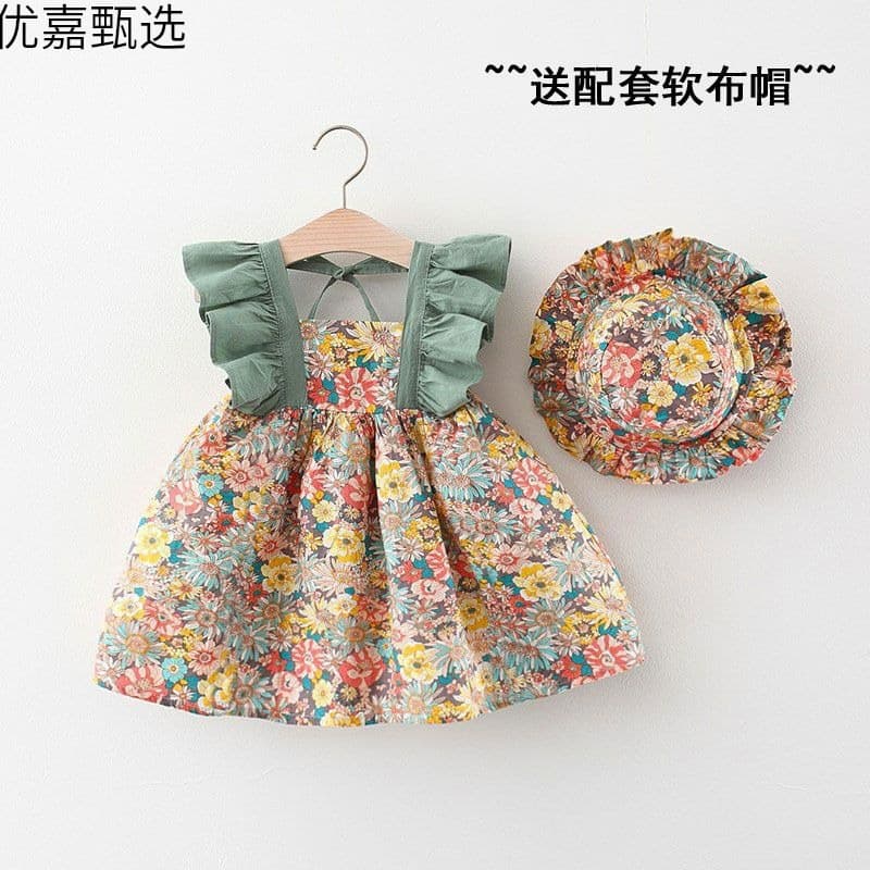 Girls Dress 1-3 Years Baby Princess Dress with Hood Floral Print
