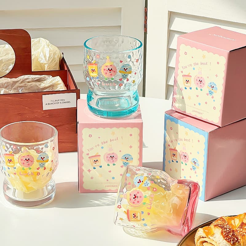 Dessert Party Cartoon Glass Cup Original Design Gift Box High-End Souvenir with Practical Small Gifts Inside