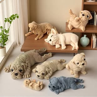 Multiple Cartoon Animal Molds DIY Dog/Sheep/Bear/Toad Scented Candle Mold Craft Ornament Silicone Mold