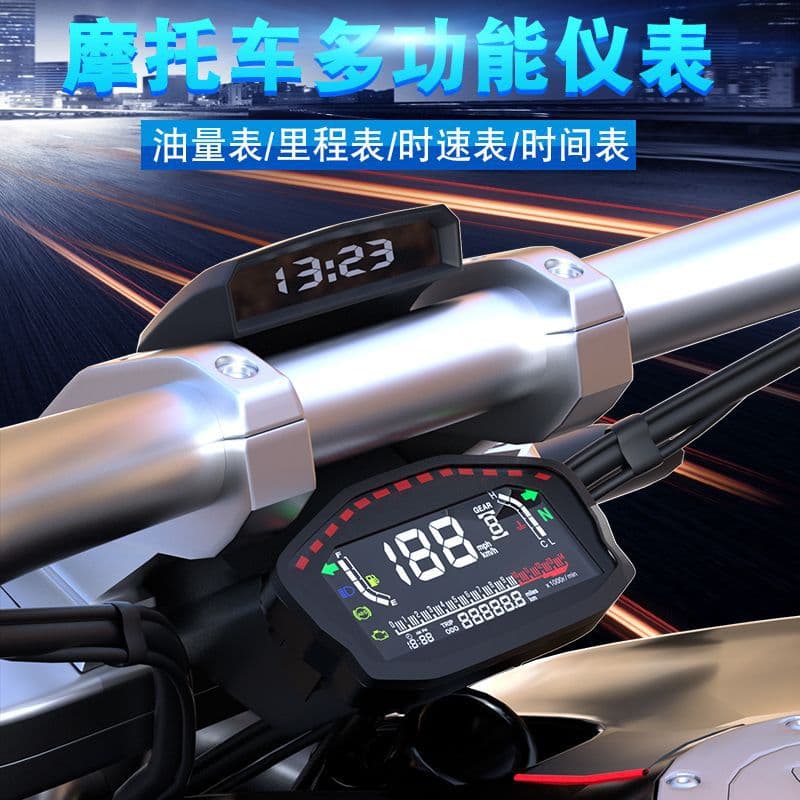 Motorcycle Modified LCD Color Screen Digital Instrument Speedometer Tachometer Water Temperature Fuel Gauge Odometer Fuel Level ABS Speedometer