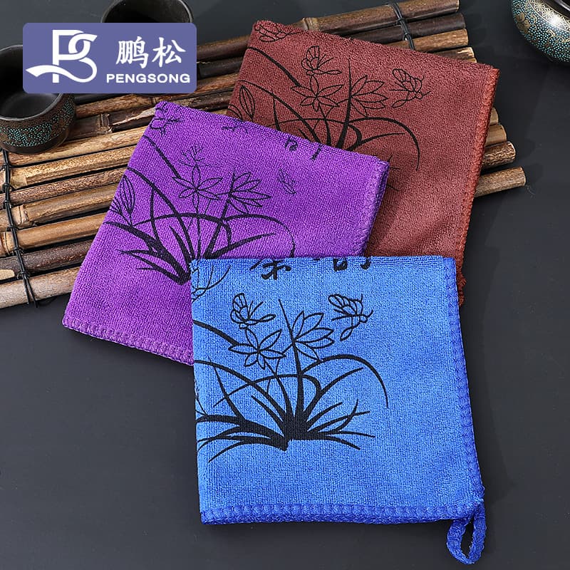 Tea Towel Wholesale Linen Thickened Printed Tea Cloth Towel, Kitchen Tea Table Coffee Table Wipe, Tea Charm Absorbent Tea Towel