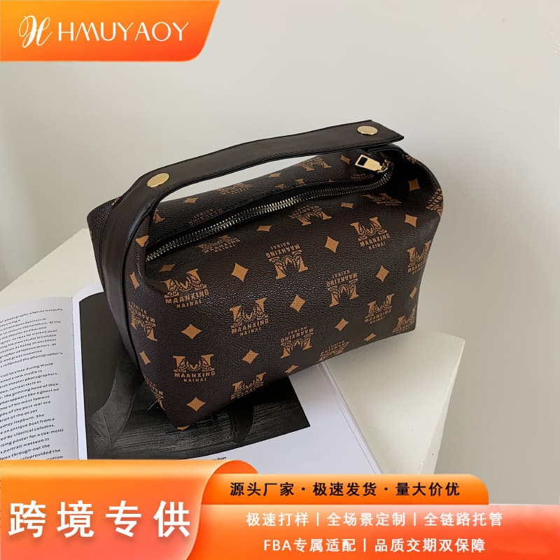 Factory Direct New Printed Cosmetic Bag Travel Portable Large Capacity Toiletry Bag Skincare Storage Pouch Geometric Pattern