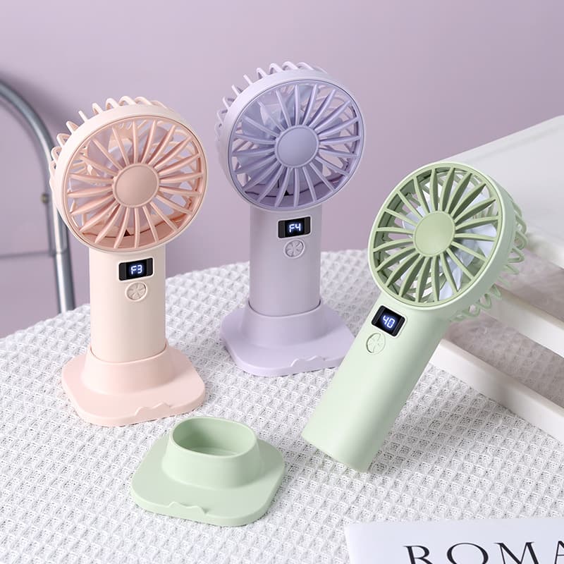 Cross-border New High-Speed Handheld Mini Fan, Outdoor Small USB Rechargeable Digital Display Desktop Mini Fan Drop Shipping