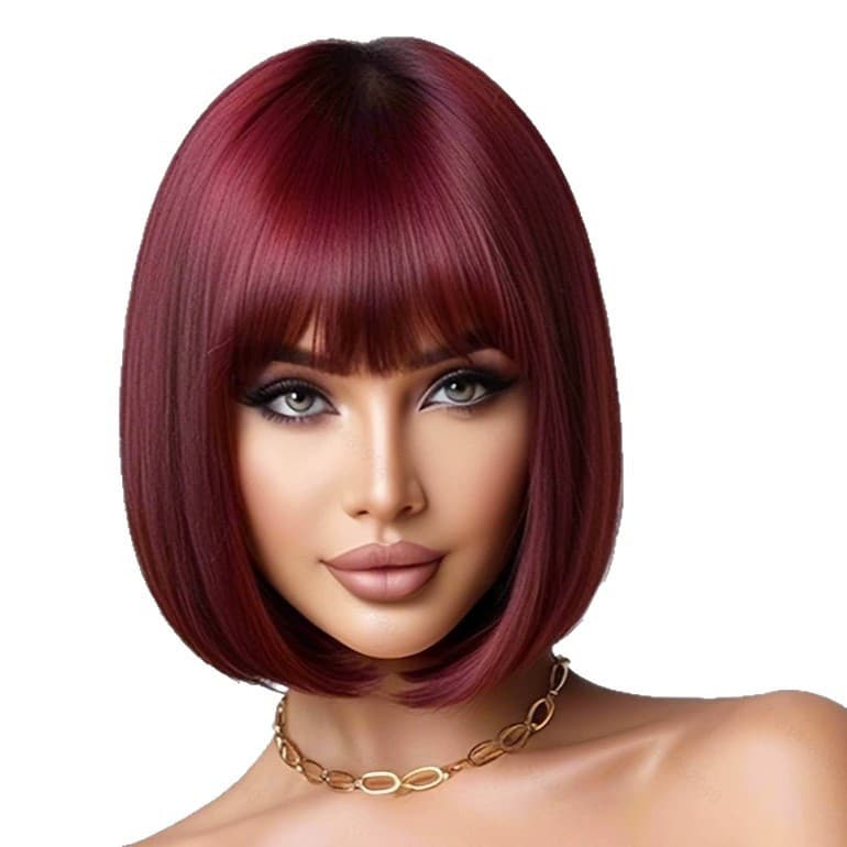 2025 New Export Temu Wig for Women - European and American Style Bob with Bangs, Air Bangs Short Straight Hair
