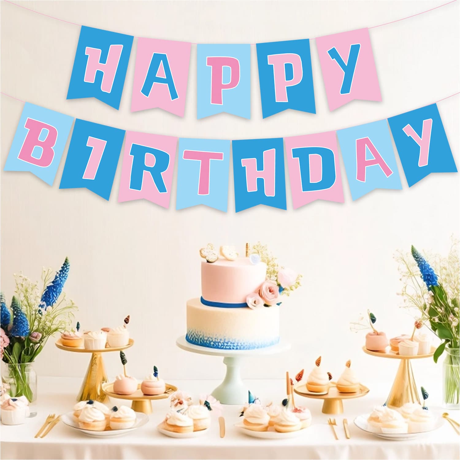 Cross-border border Stitch theme birthday party decoration supplies banner string flag pennant happy birthday pull flag