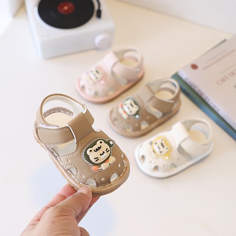 Drop Shipping Squeaky Shoes for Baby Boys and Girls, 0-1-2 Years Old, Cartoon Sandals, Soft Sole, Summer Infant Walking Shoes