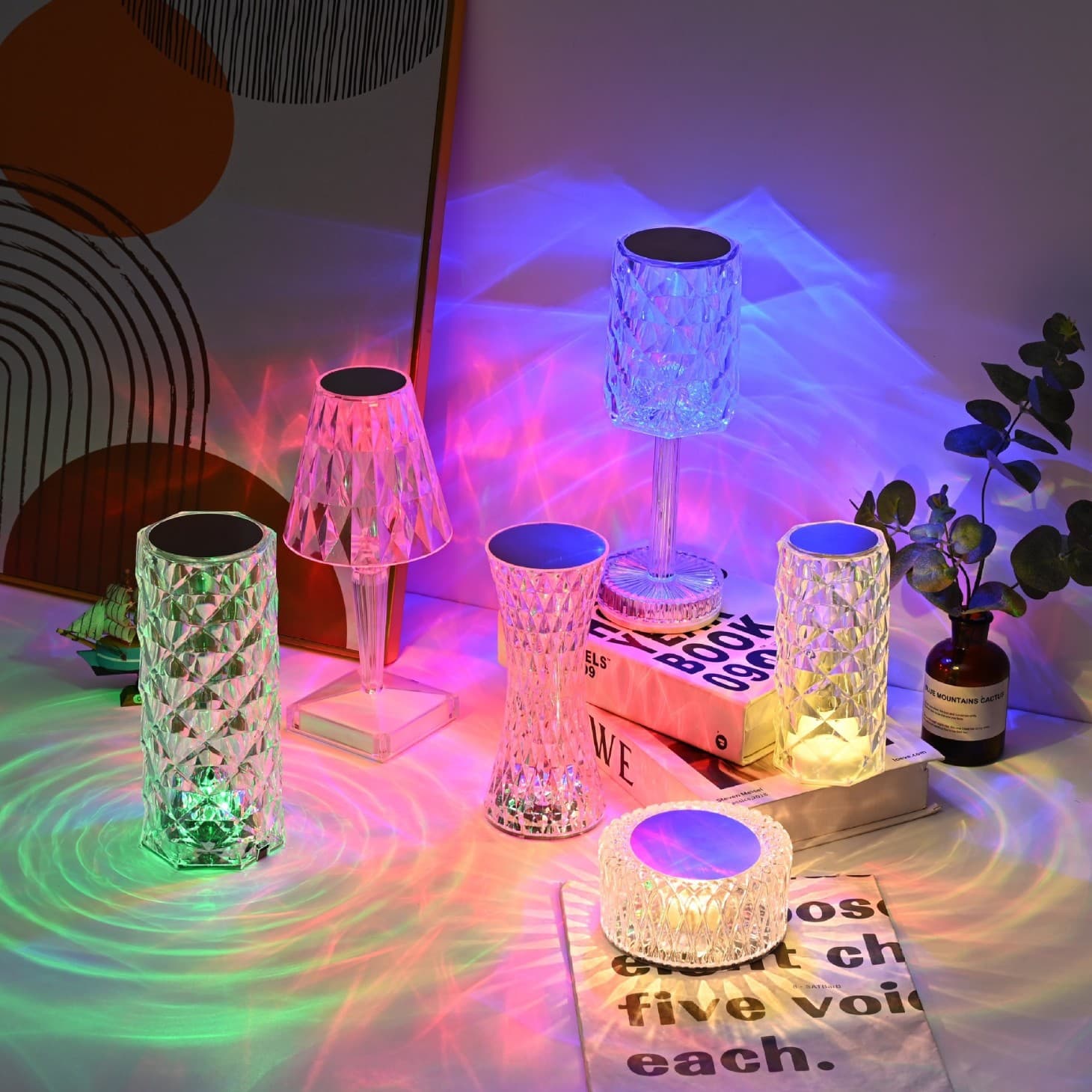 Cross-border creative pat lamp rose gift Internet celebrity diamond night light restaurant decoration atmosphere lamp bedroom table lamp