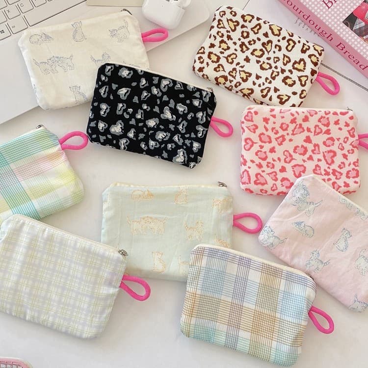 58312 Ins Fresh Printed Sundries Storage Student Earphones Coin Purse Women's Portable Lipstick Storage Bag