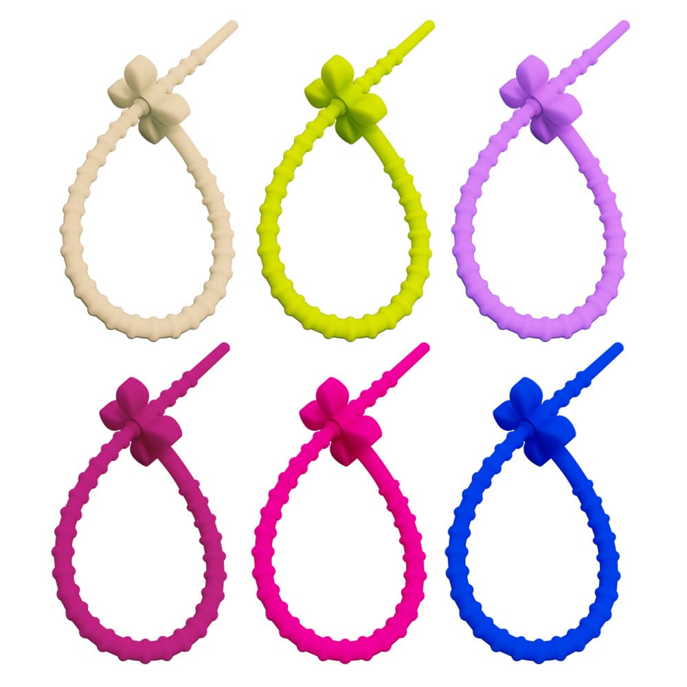 Four-leaf clover silicone cable ties, 20CM colored loops for bundling, reusable food-grade silicone straps