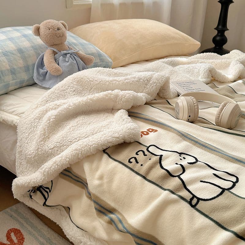 Milk lamb fleece blanket winter nap blanket office air conditioning blanket thickened cover coral fleece sofa throw