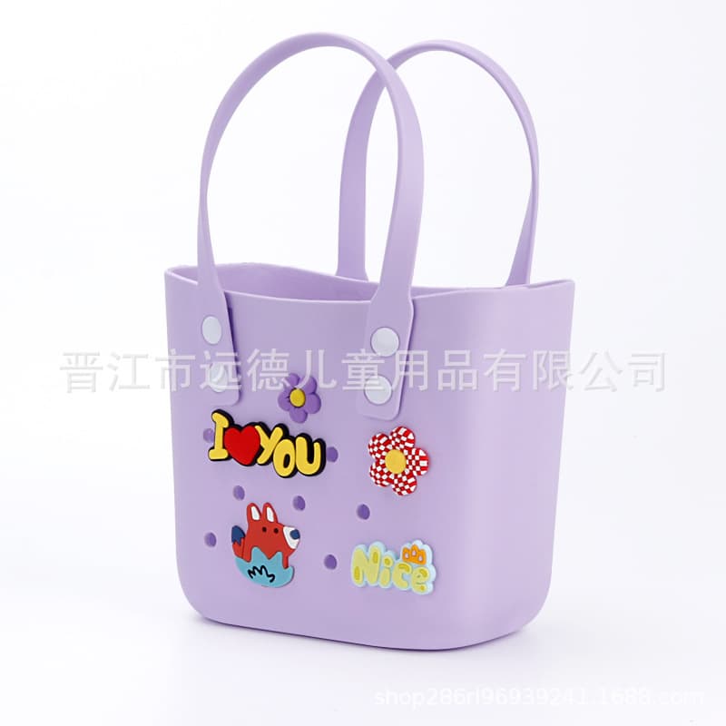 EVA Beach Hole Bag with Snap Button Accessories, Cute Bento Bag, DIY Small Bag, Picnic Bag, Storage Tote