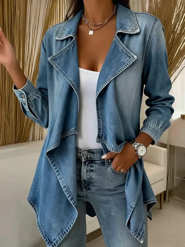 2026 Cross-border Denim Jacket Women New Mid-length Bestseller Denim Coat Slimming Women's Top Jacket Trench Coat