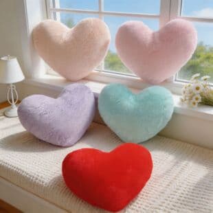 Simple Faux Rabbit Fur Heart Throw Pillow Creative Heart-Shaped Sofa Cushion Bedroom Decorative Gift Wholesale Nap Pillow