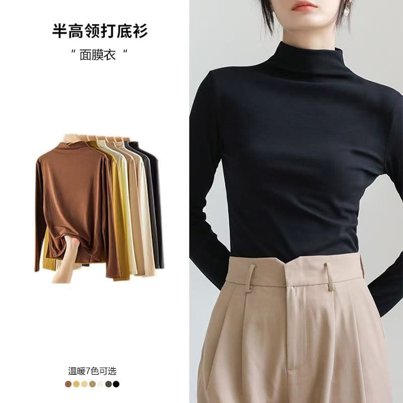 Daiwei women's velvet bottoming shirt autumn and winter new slim slim long-sleeved women's solid color versatile fashionable shirt