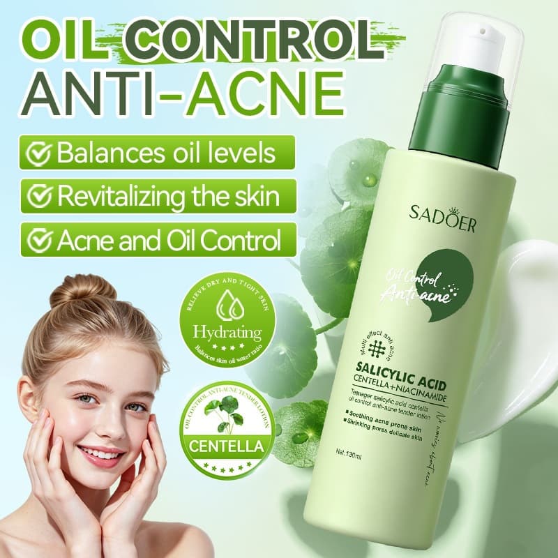 SADOER Teen Salicylic Acid Centella Oil Control Acne Treatment Softening Lotion 130ml All-English Cross-Border Product