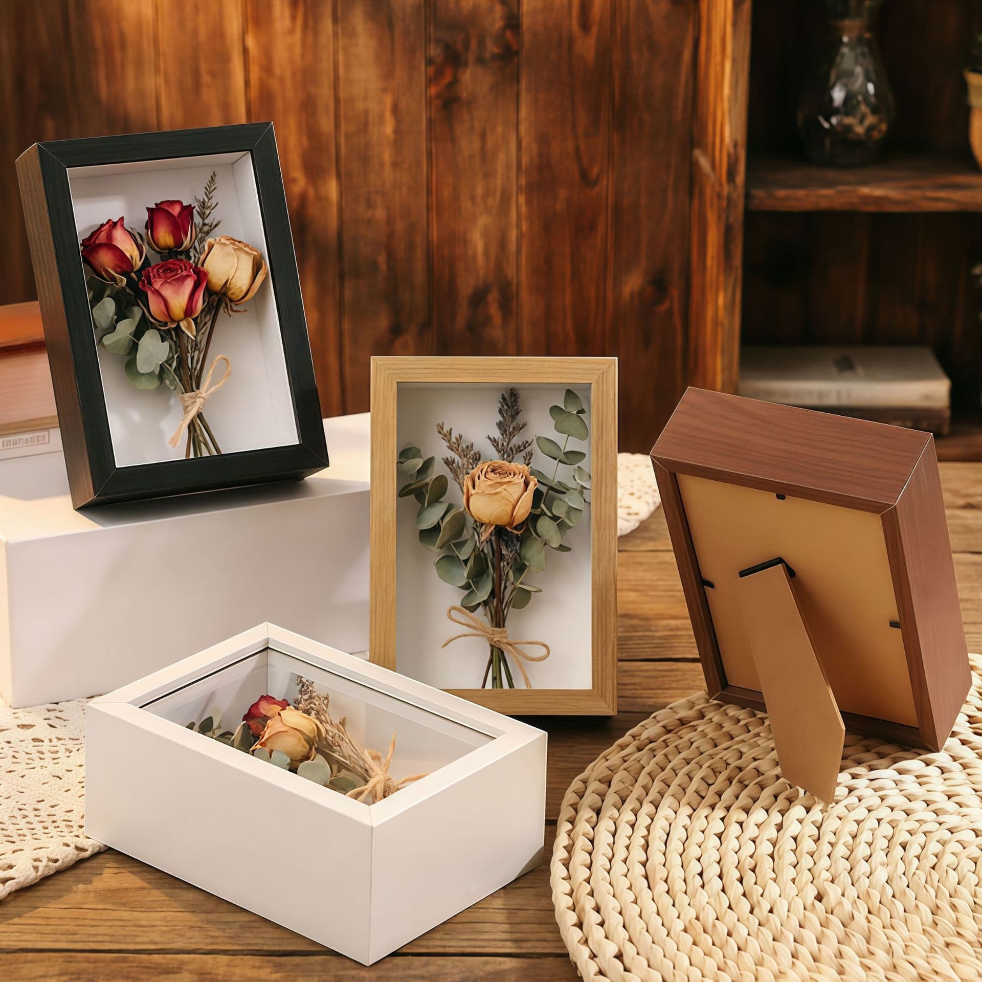 Ins-style DIY frame tabletop picture frame, minimalist hollow 3D frame, dried flower light-up art specimen photo frame wholesale