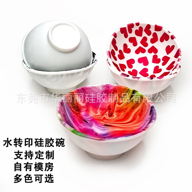 Manufacturer wholesale water transfer printed silicone bowl tobacco box silicone cigarette cream box smoking set cross-border hot style daily food grade