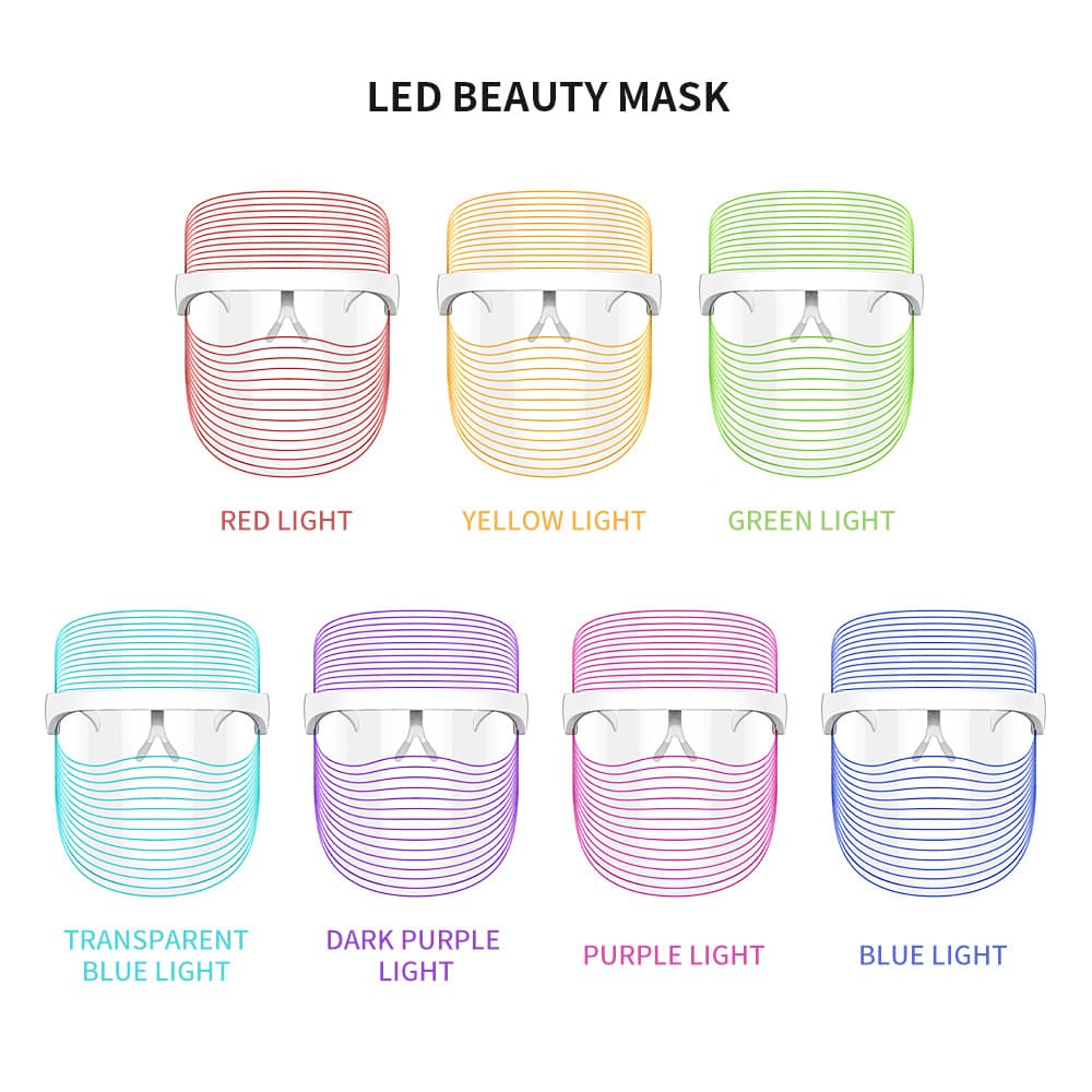 Custom charging type seven-color photon mask device red and blue LED beauty mask for home beauty instrument.