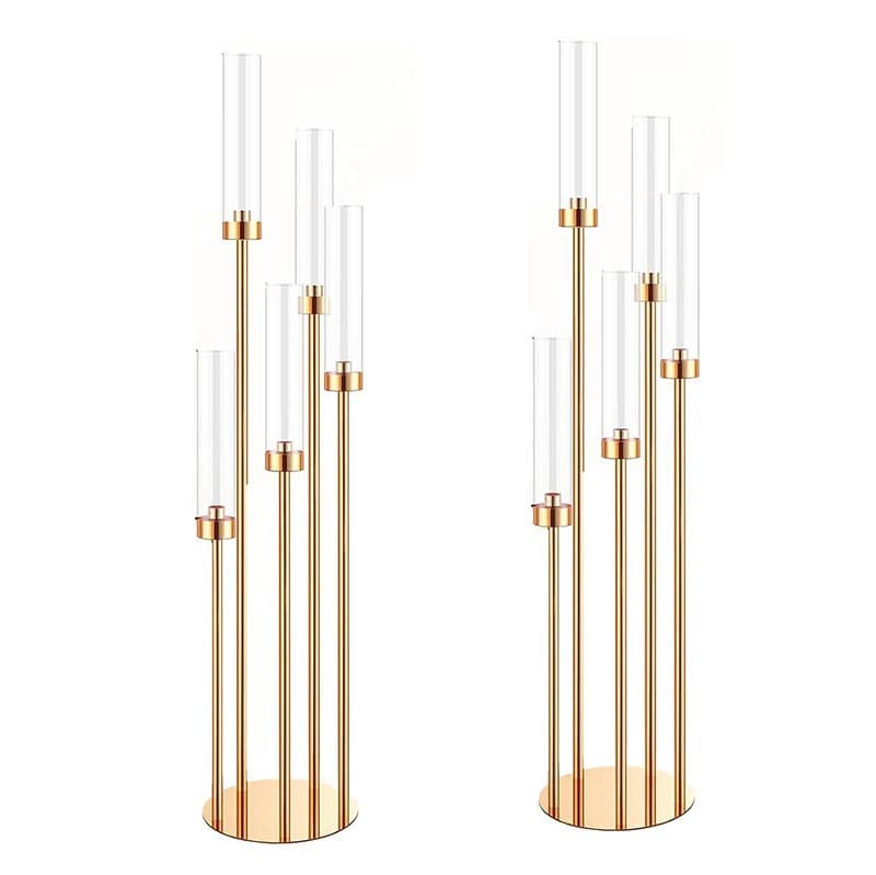 Cross-border Exclusive Wedding Props Aisle Guide Wrought Iron Electroplated Gold Candle Holder Party Home Wedding Table Decoration Ornament