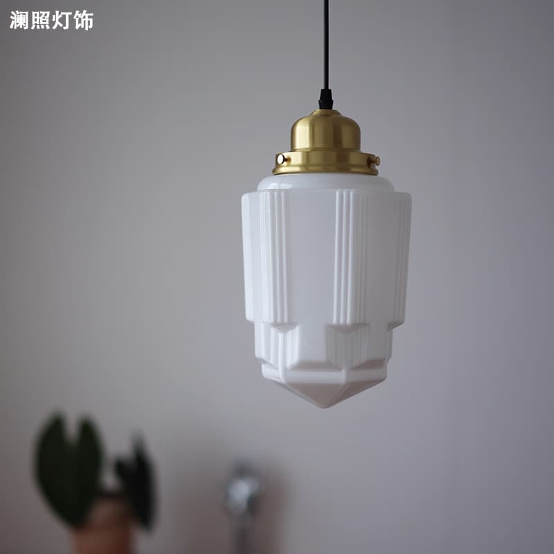 Retro art deco style brass glass chandelier American Nordic medieval coffee restaurant bedroom bedside chandelier