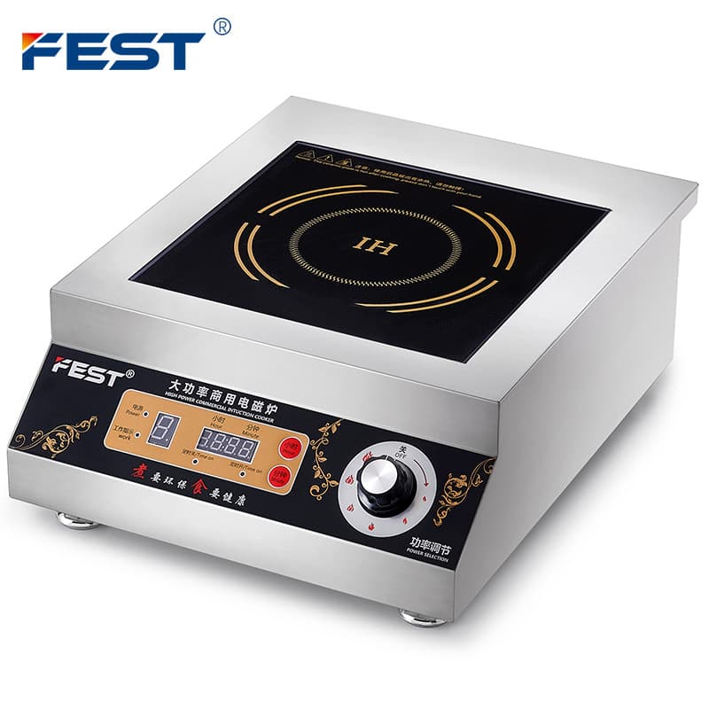 FEST Commercial Induction Cooker, 3.5KW High Power Flat Wok Burner, 5000W/6KW Special Induction Stove for Bubble Tea Shops