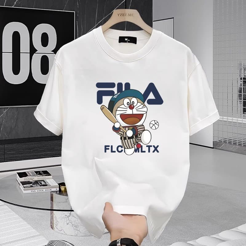 2025 New Summer Men's Short Sleeve T-Shirt Streetwear Round Neck Top Light Luxury Ins Print Tee